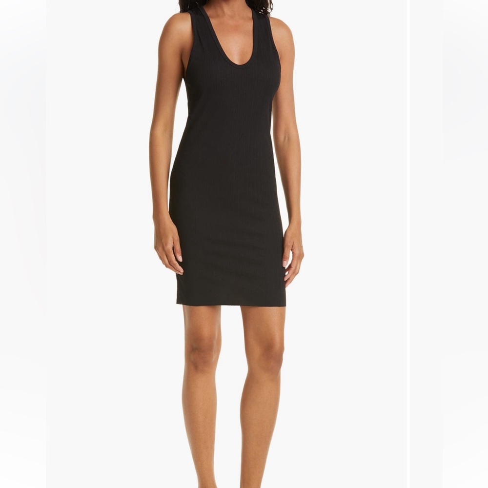Rag & Bone Black Ribbed midi dress